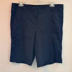 Ann Taylor Bermuda shorts navy size 10 linen blend